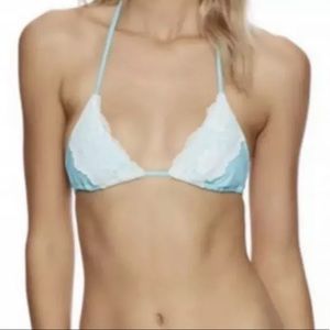 Beach Bunny Bikini TOP Lace Blue Small Swimwear NWT